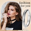 Flongo Women's Silver Bracelet Elastic: Women Large Bangle Stainless Steel
