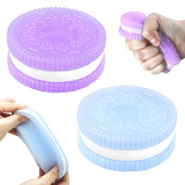 DAQI Juguete de Alivio de Estrés, Paquete de 2 Juguete Sensorial para Aliviar el Estrés y Ansiedad, Taba Squishy de Galletas Juguetes Sensorial para Niños y Adultos (Morado y Azul)