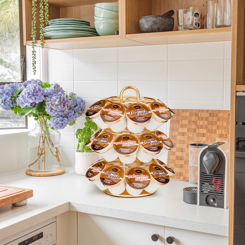 Coffee Pod Holder, K Cup Holders Carousel Organizer ,27 Coffee