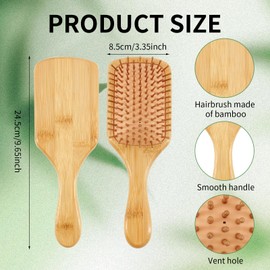 LECEHIVO 28 Pcs Bamboo Hair Brush Bulk Anti Static Lightweight Paddle Brush Engraving Massage Bamboo Bristles for Homeless Men Women Mother's Day DIY Gift Wedding
