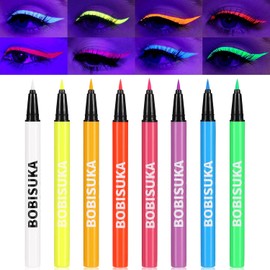 BOBISUKA Lingtoolator olors UV Neon Liquid Eyeliner Set, Matte Colored Eyeliners Pen, Colorful Waterproof Smudge-proof Pigmented Graphic Liners, Delineadores de Colores Para Ojos Eye Makeup Gift Kit