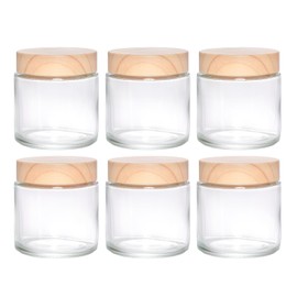 Miayon 6Pcs Small Travel Lotion Containers with lids Glass Sample Empty Round Cosmetic Jar Bottles for Creams Makeup Lotion Toiletries Storage (White, 100 gram)