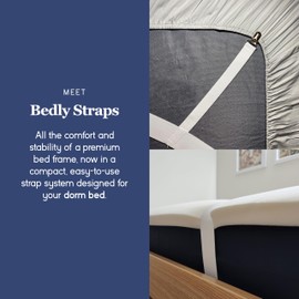 Bedly Straps/College Dorm Essential/Twin XL Certified/Bed Straps That Hold Mattress Topper in Place/Sheet Fastener/Multipurpose Strap w/Clips