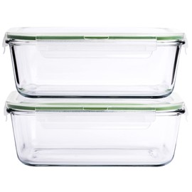 63 Oz 2 Pcs Large Glass Food Storage Containers 8 Cups Family Size Set Baking Containers with Locking Lids Storing food, BPA Free Leak Proof Microwave Oven Safe (2, 63 OZ)