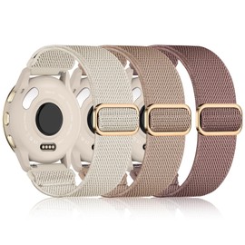 Wizvv Pack of 3 Wristbands Compatible with Garmin Venu 2S/Venu 3S/Vivoactive 4S/Vivomove 3S/Forerunner 255S/265S, Elastic Band for Garmin Venu 2S Men and Women, Nylon