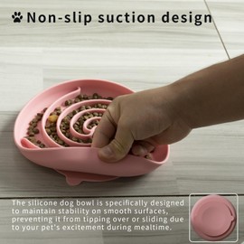 Bifeaw Dog Puzzle Bowl - Silicone Slow Feeder Dog Bowls for Healthy Eating - Puppy Slow Feeder Non-Slip Design Dishwasher Microwave Safe (Powder Pink)