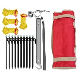 Camping Hammer Tent Stakes & 9.84FT Reflective Ropes Kit Accessories for Hiking Canopy Tent Pegs Mallets for Outdoor AdventuresType: Tent Accessory Kit