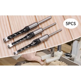 JIUWU Woodworker Square Hole Drill Bits, Mortising Chisel Set, 5pcs Woodworking Square Drill Bits Wood Hole Saw with Twist Drill