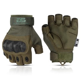 Glove Station The Combat - Fingerless Knuckle Tactical Gloves for Men - Motorcycle Gloves for Tactical Shooting, Airsoft, Hunting, Police Work and Hiking - Green, XX-Large