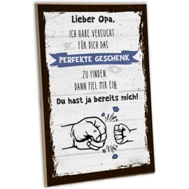 schilderkreis24 - Wooden Sign Dear Grandpa Gift Funny Saying Ideal for Grandfathers Wall Decoration 28 x 19 cm