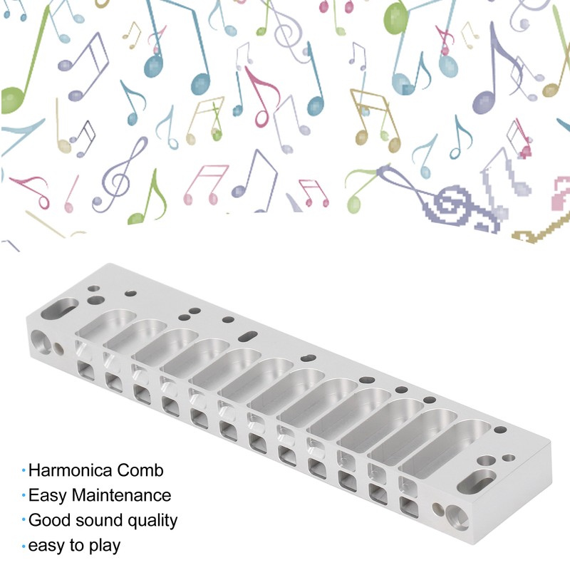 Harmonica Comb Part 12Hole Chromatic Scale Comb Frosted Silver Lightweight