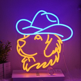 Xixkilly Golden Retriever Neon Sign for Wall Decor Dog Neon Light Cowboy LED Neon Sign Cute Retriever Led Neon Light for Bedroom Zoo Pet Shop Decoration