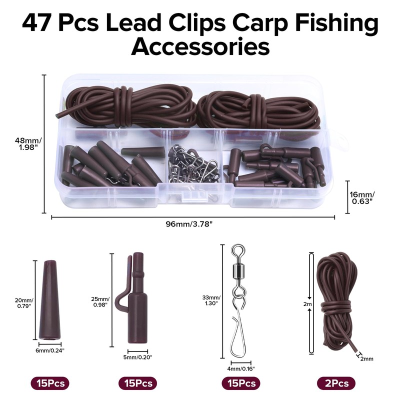 DONQL 47 Pcs Lead Clips Carp Fishing Accessories with Clips