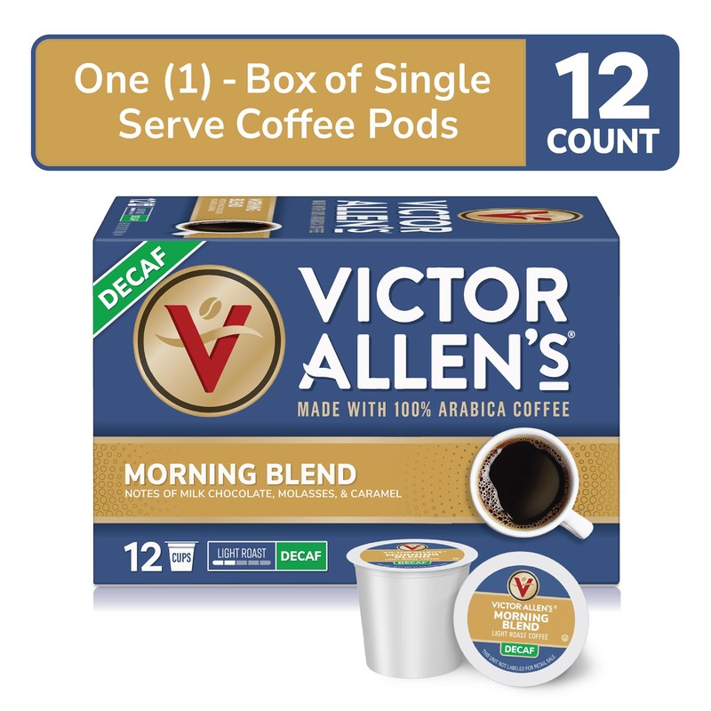Victor Allen's Coffee Decaf Morning Blend, Light Roast, 12 Count,