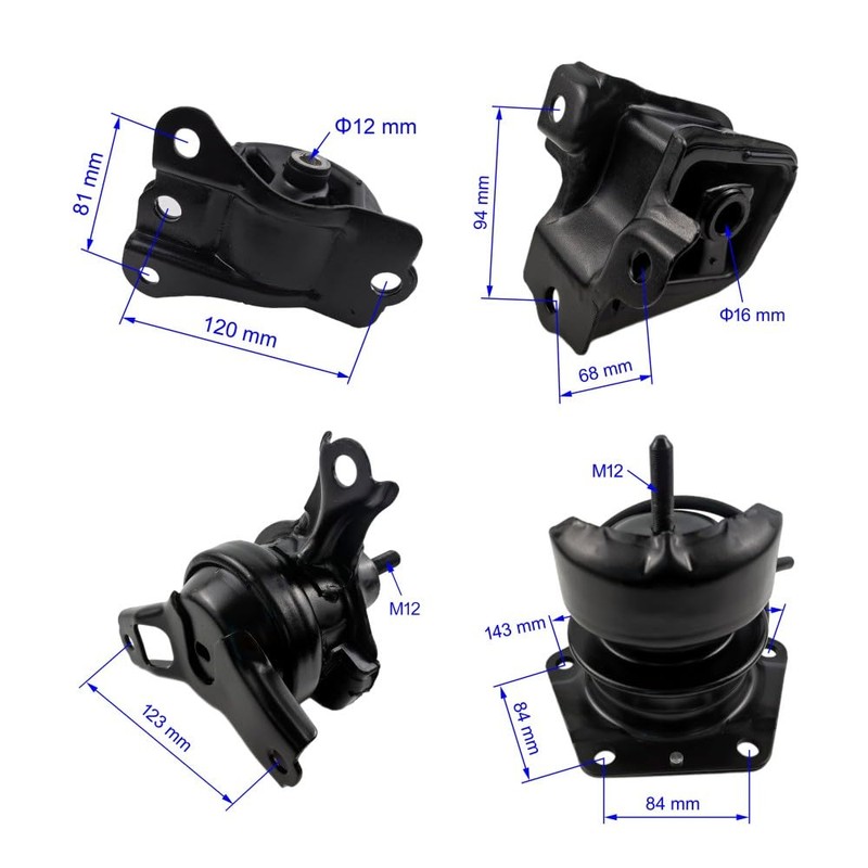 Front Rear Engine Motor Transmission Mount Set 4pcs Compatible with
