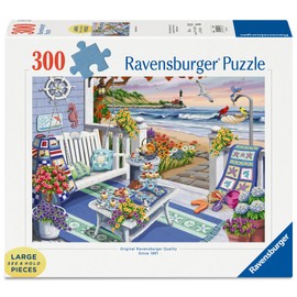 Ravensburger Cozy Series: Seaside Sunshine 300 Piece Large Format Jigsaw Puzzle for Adults and Kids | Unique Piece Design | Premium Quality Materials | FSC Certified | Ideal Gift for Puzzle Lovers