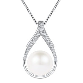 Gifts for Wife Necklace for Women Sterling Silve Pearl Necklace Valentine's Christmas Day Mothers Day Build Your Mom Wife Girlfriend Best Birthday Gifts for Women