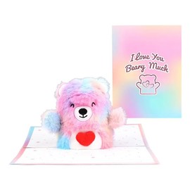 Pop Up Soft Bear Animal Anniversary Romance Card - 'You Make Me Beary Happy' Greeting Card for Women, Wife, Girls, Men, Boys, Husband, Valentines, For Her, Girlfriend