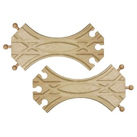 maxim enterprise, inc. 3-Way Crossing Wooden Train Track, Advanced Expansion Track Compatible with Thomas & Friends, Brio, and All Major Brand Fine Wooden Train Sets and Railway Accessories, Pack of 2