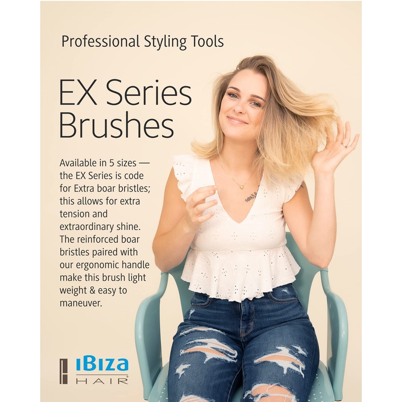 Ibiza Hair Round Boar Bristle Brush (EX3-55mm) | Lightweight with