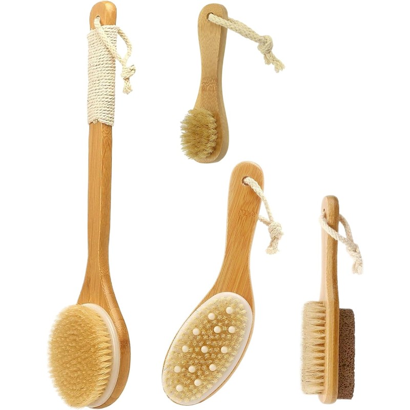 Cepillo corporal exfoliante de cerdas de jabalí – juego 4
