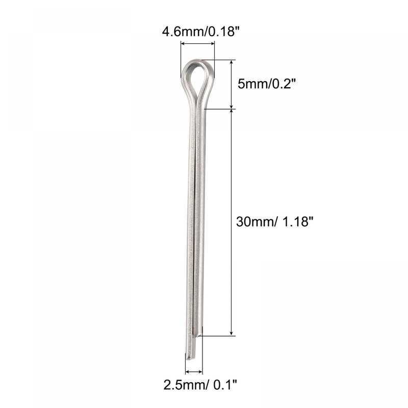 sourcing map Split Splint 2.5 x 30 mm Stainless Steel