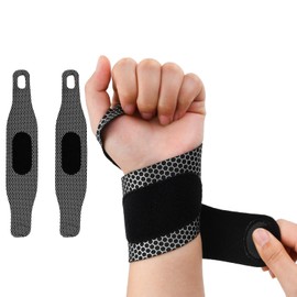 PTJJXA Pack of 2 Wrist Support, Black Wrist Bandages for Men and Women, Breathable Wrist Support, Compression Bandage Wrist for Fitness, Bodybuilding, Sports