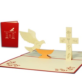 LINPopUp®, N102 Pop-Up Cards Communion, Confirmation, Christening, Greeting Card, 3D Cards Folding Invitations