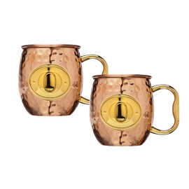 Godinger Moscow Mule Copper Mugs for Cocktails and Ice Cold Beverages - MONOGRAM O - Set of 2