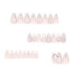 JUSTOTRY Pack of 24 White Glue-On Nails, Short, Almond Press