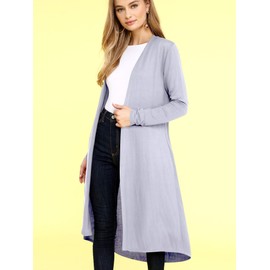 LL WSK2291 Women's Casual Long Open Front Drape Lightweight Duster High Low Hem Maxi Long Sleeve Cardigan XXXL Grey