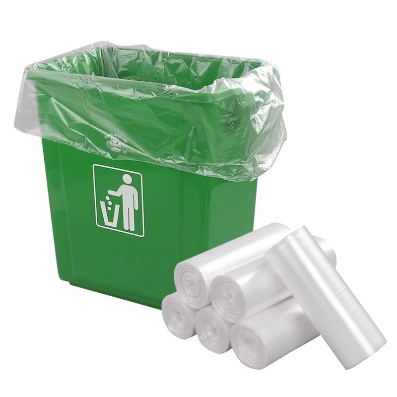 Ponpong 15 Litre Clear Garbage Bin Bags, Bin Liners, 6