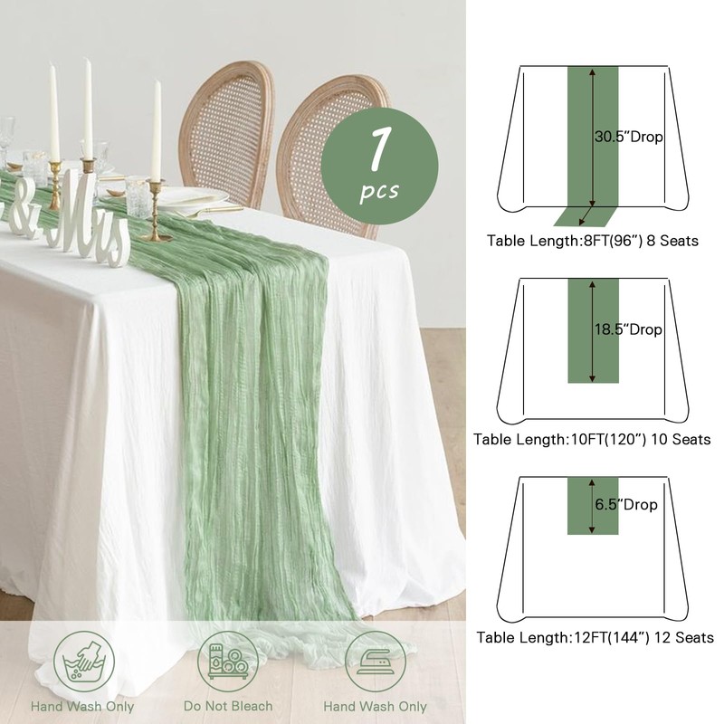 YALLOVE Cheese Cloth Table Runner, 1 Pack 90 x 400