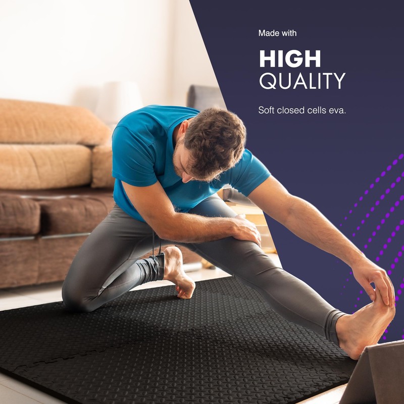 KAYMAN Gym Floor Nonslip Mats, Interlocking, EVA Foam Exercise Floor