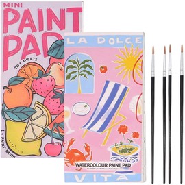2pcs Mini Watercolor Paint Pad,Mini Paint Pad,Pocket Watercolour Painting Book,Mini Watercolour Paint Book,Watercolour Paper,Mini Paint Pad Book,Water Colouring Book with Paintbrush and Palette