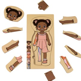 My Body Parts Puzzle for Toddlers Children Girls Boys Montessori Wooden Anatomy Puzzle 3-5 Years Old Preschool Educational Game Human Body Cognitive Toy (Emilia)