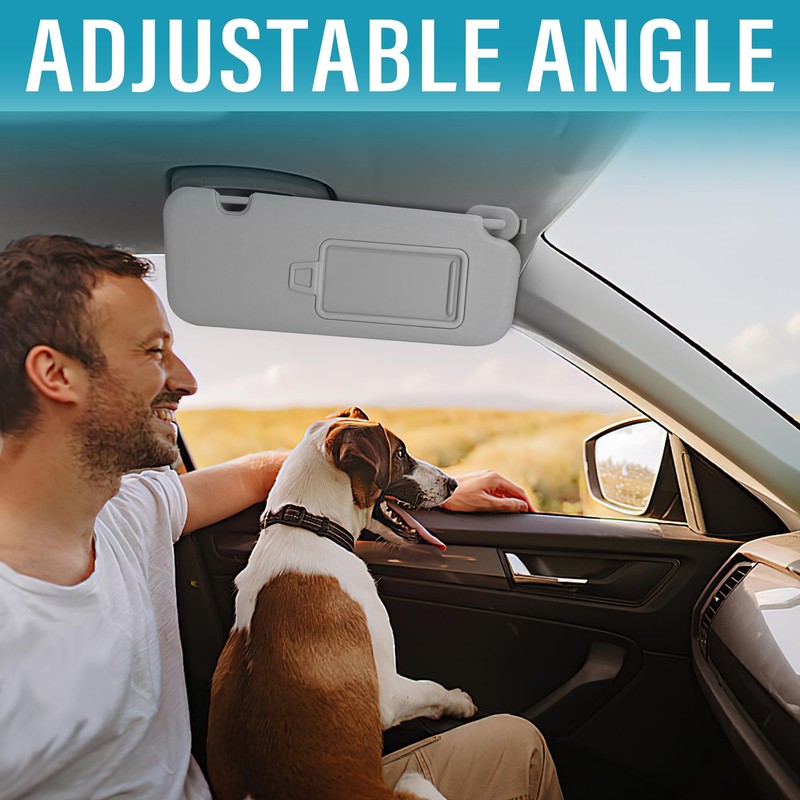 Grey Left Driver Side Sun Visor with Mirror Compatible with