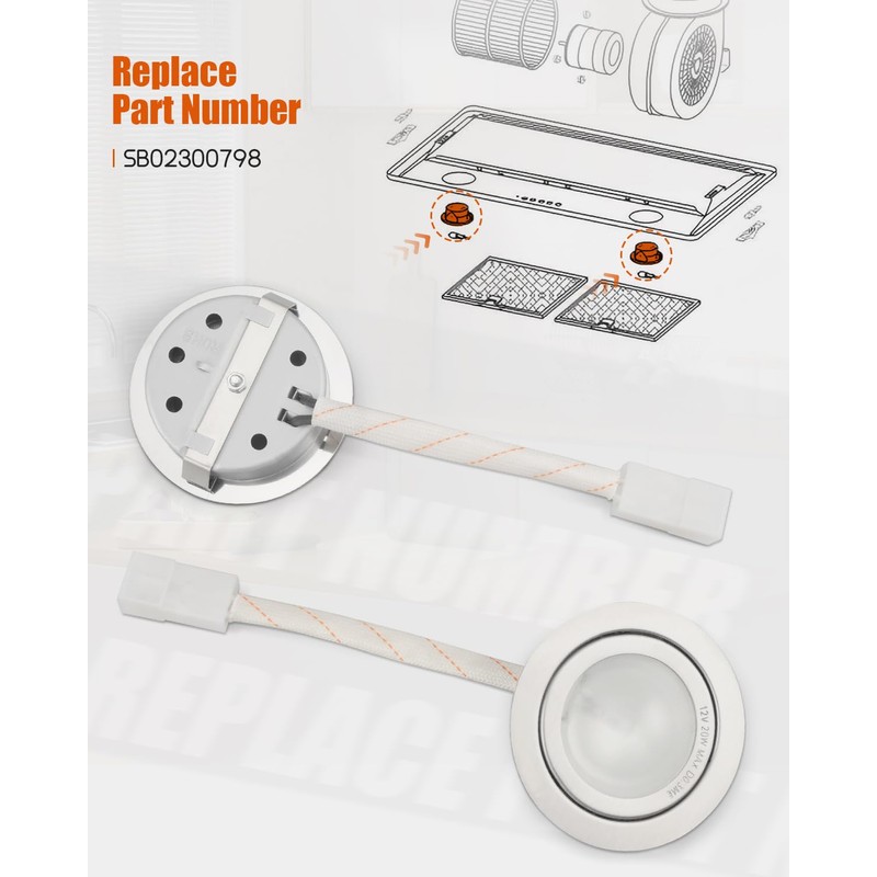 SB02300798 Range Hood Light Fit for Broan Nutone PM500 PM500SS