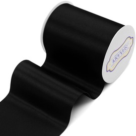 Kryvus 4" x 22 Yards Wide Black Satin Ribbon Solid Large Ribbon for Cutting Ceremony, Grand Opening, Wedding Chair Sash, Car Decor, Hair Bows, Gift Wrapping, Flower Bouquet, Party Decoration