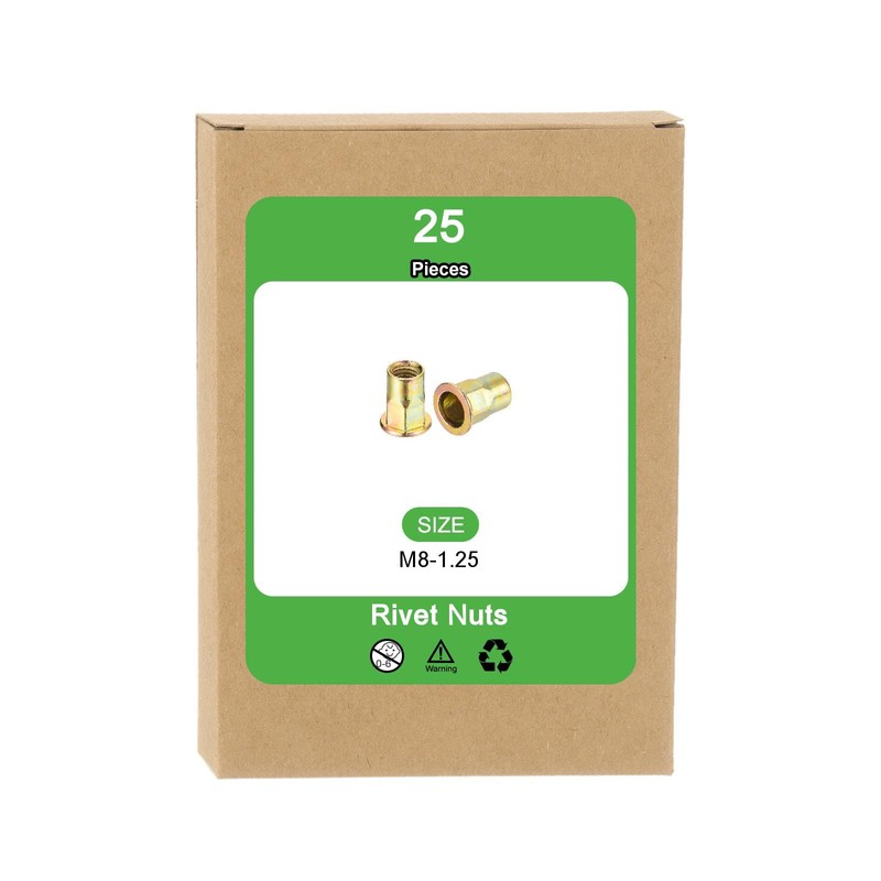 sourcing map 25Pcs Half Hex Body Flange Rivet Nut, M8