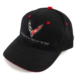 C8 Corvette Hat Embroided Flag and Corvette Logos Classic Cap Black