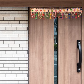 Handcrafted Toran Bandhanwar Door Wall Decorative Cloth Hanging for Festival Traditional Indian Home Office Temple Pooja Décor Decoration and Gifting Size- 40 inches  (Square Ring Hanging)