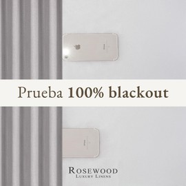 Rosewood Cortinas Blackout Look Lino para Recámara y Sala – Cortinas Largas 160 x 107 cm – Cortina Black out Térmica Aislante y Antiruido – 2 Paneles para Ventanas (Gris)