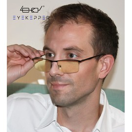 Eyekepper Blue Light Blocking Reading Glasses Half-Rim Computer Readers Eyeglasses-Yellow Tinted Lens Reading Glasses (Black, +3.00)