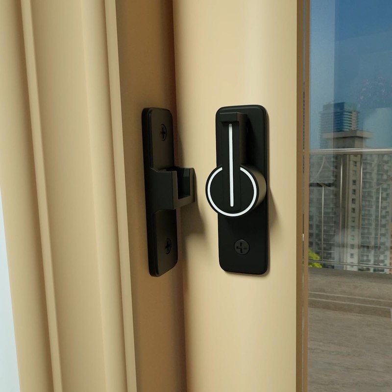 Wocoe Barn Door Latches,Black(Luminous) 90 Degree Gate Lock,Flip Gate Latches