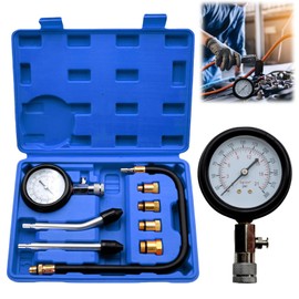 Compression Tester, Compression Tester Compression Meter Petrol with Spark Plug Tester Pressure Gauge and 4 Adaptors, 0-20 Bar or 0-300 PSI Measuring Device Pressure Tester M10 M12 M14 M18 for Car