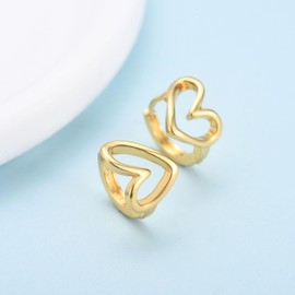 Earrings 925 Silver Heart Hoop Earrings Silver/Gold for Women Girls Huggie Hoop Earrings Silver Jewellery Gift, Yellow Gold