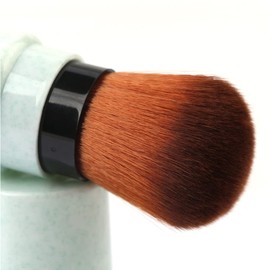 RN BEAUTY Retractable Kabuki Brushes Powder Foundation Blush Concealer Makeup Brush Portable With Cover - Green