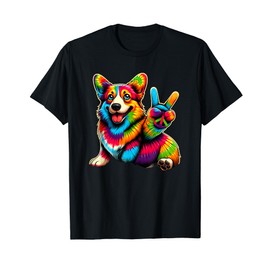 Peace Sign Tie Dye Corgi dog Men Women Kids T-Shirt