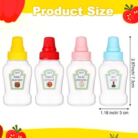 Gjinxi 23ml Mini Ketchup Bottles, 4PCs Small Sauce Squeeze Bottle with Screw Cap, Refillable Containers Bottles, Portable Ketchup Honey Salad Bottle Dispensers for Office, Lunch Box, Picnic